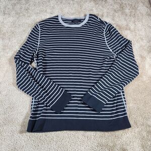 Express Design Studio Women Black Striped Long Sleeve Shirt M Pima Cotton #322